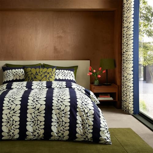 Orla Kiely Bettwäsche – Bettbezug-Set aus 100% Baumwolle, Sycamore Stripe Space Blue (Bettbezug-Set für Kingsize-Betten: 230 cm x 220 cm)