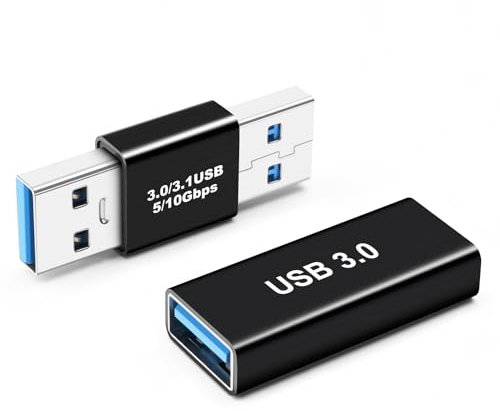 BORLTER CLAMP USB A 3.0 Adaptador, USB 3.0 3.1 Macho a Macho, Tipo A 3.0 Cable Acoplador Hembra a Hembra, para Conectar USB Macho Hembra Extremos Cordón, Conector de Extensión