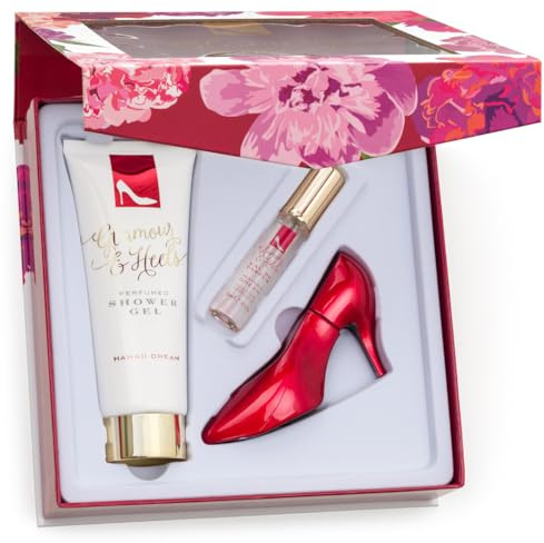Glamour & Heels HAWAII DREAM Edición 3er Set – Geschenkset mit Eau de Parfum Schuh-Flakon (30 ml), Taschenzerstäuber (15 ml) & Shower Gel (120 ml) – Gift Box für Damen