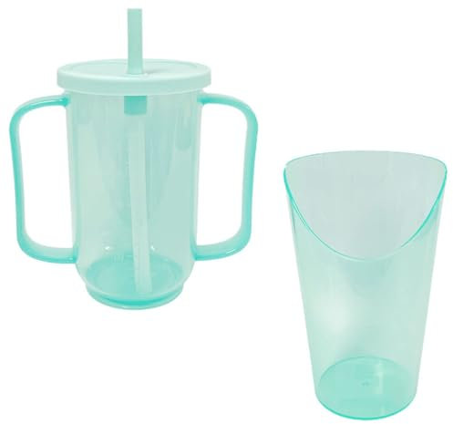 Zerodeko Vasos para Sorber para Adultos Taza con 2 Asas Vasos para Beber 2 Unidades Vasos para Disfagia A Prueba De Derrames para Personas Mayores Discapacitadas Alimentador De Líquidos
