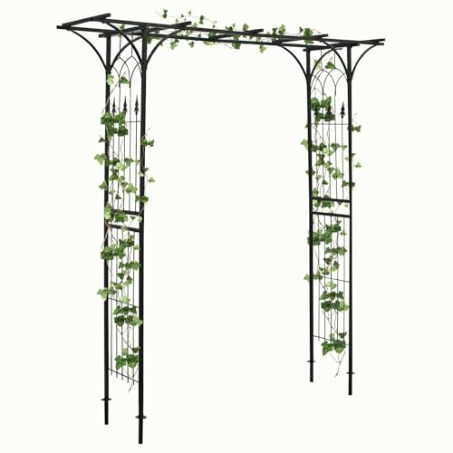 Rosenbogen Aus Metall In Schwarz - Torbogen Für Den Garten - Gartenbogen Aus Metall - Rankgitter Für Clematis - Wetterbeständig Rankhilfe Spalier