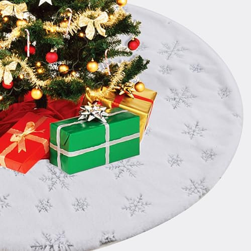 Rinling Weihnachtsbaum Decke, Weihnachtsbaumdecke Rund Weiß, Christbaumdecke Rund 78cm, Weihnachtsbaum Rock für unter den Tannenbaum Deko