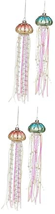 OKUMEYR 4-teiliges Quallen-glasornament Für Weihnachtsbaumdeko Weihnachtsschmuck Zum Aufhängen Küstenerinnernd