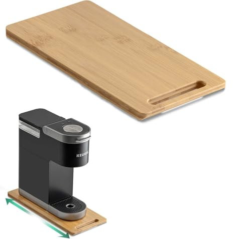 Igma Bandeja Deslizante de Madera Natural para Cafetera y Electrodomésticos - Tabla Deslizante Elegante y Resistente para Cocina - Soporte Deslizante de Bambú (S)