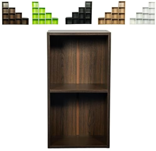 Wooden Book Shelf 56x30x23.5cm, 2 Tier Cube Storage Unit, Versatile Shelving Display Cabinet, Small Storage Organizer for Living Room, Bed Room & Office
