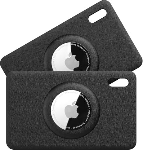 【2 pezzi】 Porta carte di credito per Apple Airtag, in pelle, per carte di credito, ultra sottile Airtag, dimensioni per portafoglio, borsa, borsa, zaino (nero), Nero , nan