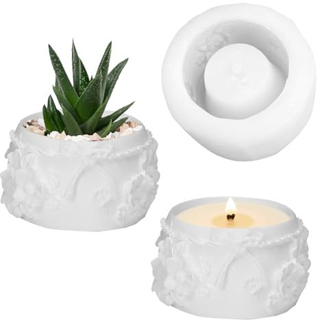 Stampi Gesso,Stampi in Silicone per Gesso,Stampi per Resina,Forma Tridimensionale di Fiore, Facile da Rimuovere e Facile da Pulire,Stampi Silicone per Gesso per Portacandele,Vasi,Decorazioni