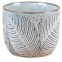 Portland Living Embossed Leaf Planter 11cm, Small Rustic Ceramic Plant Pot with Textured Leaf Design, Decorative Indoor Planter for Succulents, Herbs, or Houseplants