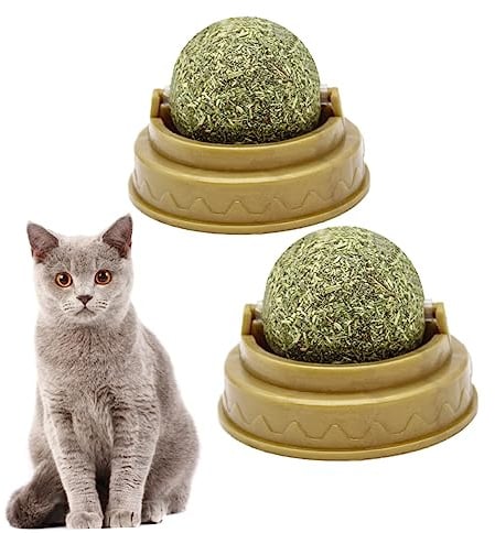 WOONEKY Rotierender Katzenminze Ball für Katzen, 2 Stück, Kunststoff