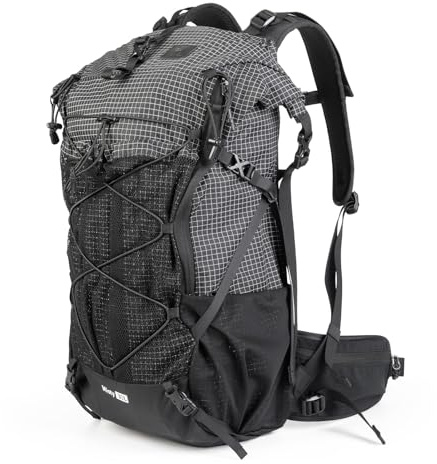 Qunature Wanderrucksack 35L Unisex,Trekkingrucksack Ultraleicht Robust | Reiserucksack Kratzfest mit Hüftgurt und Trinkschlauch-Port Rucksack für Wandern Camping Hiking Outdoor Schwarz