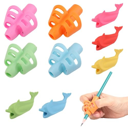EuSupNova Agarres para Lápices, 9 Pcs Silicona Grips, Empuñadura Ergonómica | Herramientas de Corrección de Postura para Aprender a Escribir, Grips para Lápices para Niños, Empuñadura de Lápiz Ergonómico
