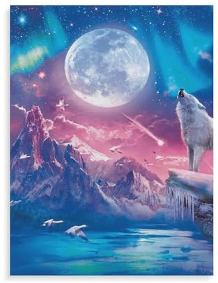 Puzzle 1000 Teile Erwachsene，Wolf im Nordlicht，Papier Puzzle Erwachsene, EIN Herausforderndes Rätsel, Puzzlespiele für Die Ganze Familie, Papierpuzzle für Zimmer Deko Wohnzimmer, Geschenke-AN67