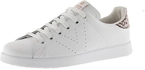 Victoria Basket Basse Tenis Cuir & Arrière Pailleté & Logo Perforé 1125104 pour Femme Rosa 35