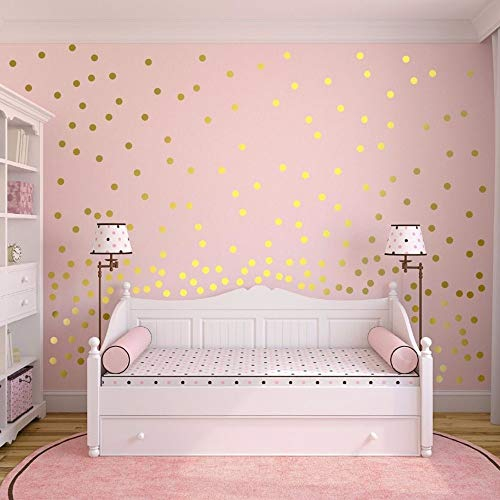 Slivercolor Gold Punkt Aufkleber,Herausnehmbarer Dot Aufkleber,Wandtattoo Punkte für Kinderzimmer Deko, 1,2 Zoll, 216 Punkte