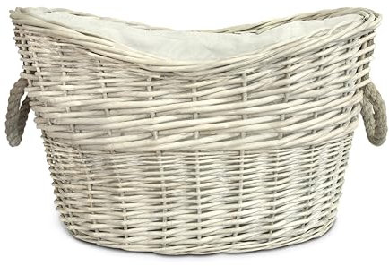 Vintage Rope Handle Heavy Duty Log Basket Home Storage Basket Toys Box (Oval)