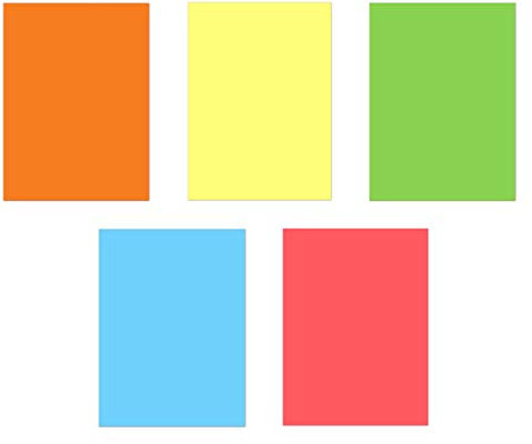 10x5 Blatt Buntpapier DIN A4 Farben Orange, Sonnengelb, Grün, Blau, Ziegelrot Briefpapier (LCP-119)
