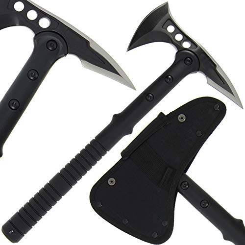 G8DS Doppelseitige Axt mit Glasfasergriff und Scheide schwarz Gewicht 591g