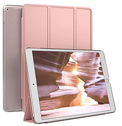 EAZY CASE Smartcase Tablet Hülle kompatibel mit iPad Air 3 (2019) mit Standfunktion, Schutzhülle mit Sleep und Wake Funktion, Tablet Case, Tablet Klapphülle aus Kunstleder, Rosé-Gold