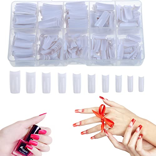 TsunNee 1000PCS White Nails Tips, 10 Sizes Fake Nails, Artificial False Nails, French White Nail Tips for Women Girls