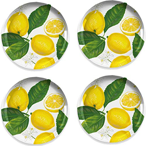 Lemon Fresh Melamine/Plastic/BBQ/Outdoor Side/Salad Plates Set (4)