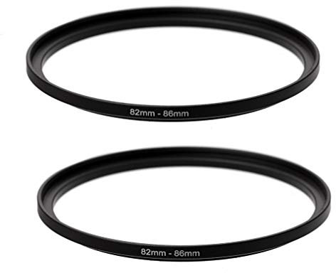 (2 Pcs) 82-86MM Step-Up Ring Adapter, 82mm to 86mm Step Up Filter Ring, 82 mm Male 86 mm Female Stepping Up Ring for DSLR Camera Lens and ND UV CPL Infrared Filters