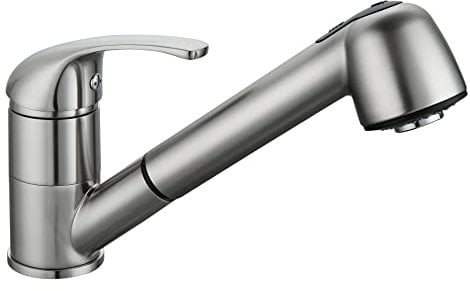 Edouard Rousseau Mitigeur Evier Bago, Douchette 2 Jets Extractible, Flexible Double Agrafage, 172 (Hauteur) x 195 (Saillie) mm, Inox