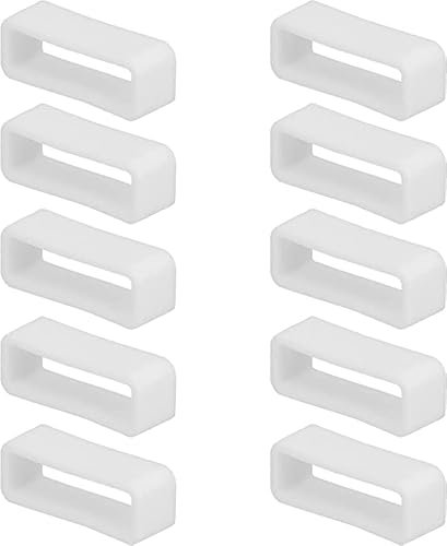 Fermaglio in gomma per cinturino | Cinturino per orologio | Fibbia in silicone per orologio | Silicone | Adatto per cinturini da 18 a 24 mm di larghezza, colore bianco | 10 pezzi, bianco, 22 mm