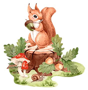 Osomhome Stickers Muraux Enfants: Animaux de la forêt (50 x 50 cm) - Autocollant Mural - Decoration Chambre Bebe - Deco Chambre Enfant Fille & Garcon os3748