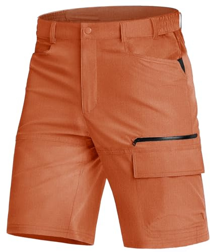 KEFITEVD Short cargo respirant pour homme avec poches - Séchage Rapide, Orange, 2