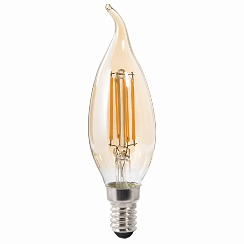 Xavax LED-Filament E14, 400lm ersetzt 35W, Windstoß-Kerze, amber, warmweiß