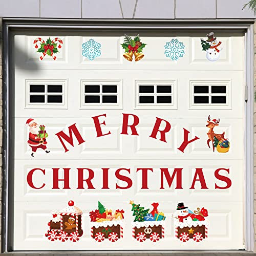 Lot de 25 autocollants de porte de garage « Merry Christmas » - Résistants aux intempéries - Décoration de Noël - Autocollants magnétiques pour voiture, bricolage, vacances (style bonbon)