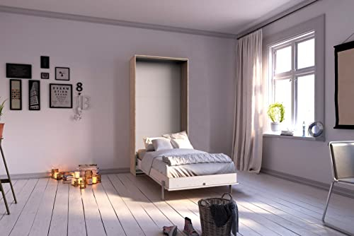 möbelando Klappbett Juist in SAN REMO Eiche NACHBILDUNG + Weiss. Abmessungen (BxHxT) 102x213x43 cm