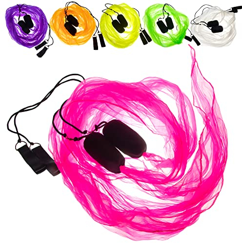 Juggle Dream Schal Flagge POI Set – Übe das Jonglieren von Spinning Poi, Weiche Köpfe Spirale Soft-Pois Übungs-Kit mit Lernvideo (Rosa)