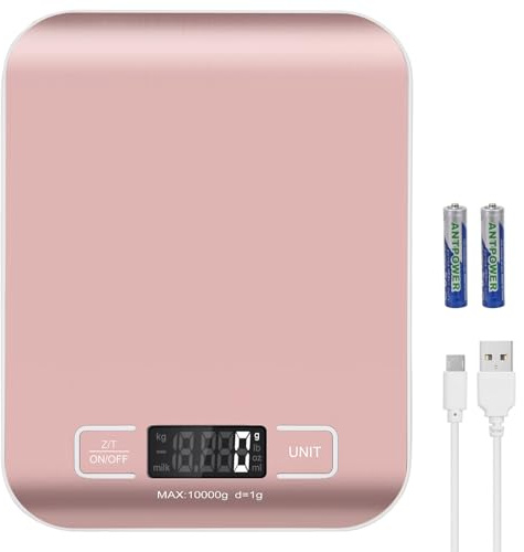 MarFul Digital Shipping Scale,Stainless Steel Panel, Accurate 10kg/1g Portable Postal Scale for Packages, Small Business,Kitchen, Food, Handmade, Liquids, and Boutique (Rose Gold)