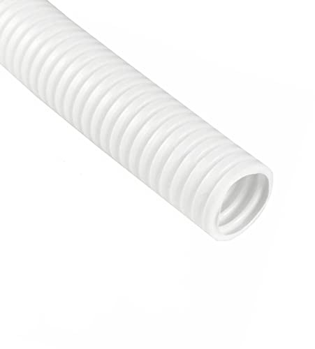 MOCNT Split Loom Wire Auto Split Loom Tubing Wire Conduit Corrugated Tube | Polyethylene Flexible Tube Cable Management Sleeve Protection Pipe Cable Tidy Organiser White 7mm 5meter