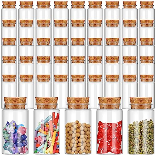 Maxdot 50 Pcs Mini Plastic Potion Bottles with Cork Stopper Lids Sand Art Bottles Christmas Favor Jars Potion Jars Love Message Bottles for DIY Crafts Wedding Birthday Party Decoration Bottles