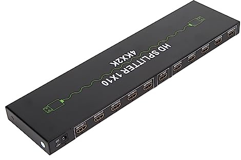 HDMI Switch 1 in 10 Out 4K UHD HDMI Switcher Splitter, 1x10 HDMI Switch Selector Box Hub Unterstützung 4K 30Hz 3D 1080P, für PS5 für für PS3 für TV PC (EU-Stecker)