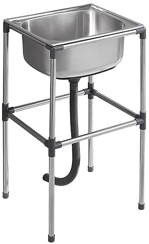 Fregadero de Cocina Independiente, Industriales Fregadero de Acero Inoxidable, Fregadero de Un Seno, Lavabo de Mano para Lavandería, para Exteriores, Interiores, Patio Trasero, Garaje (Size : 37x31x6