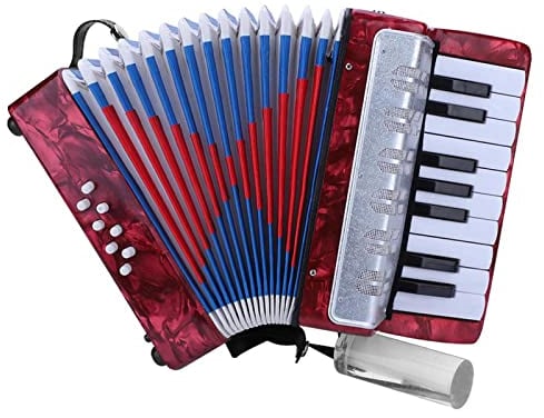 Anfänger-Akkordeon, Klavier-Akkordeon-Instrumente Einsteiger-Akkordeon mit Verstellbarem Schultergurt 17-Tasten-Akkordeon für Anfänger Erwachsene 8 Bässe