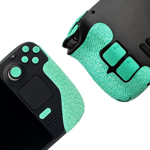 Luck&Link Controller Grip per Steam Deck, Kit Pelle Texture, per Steam Deck Anti-Skid Sweat-Absorbent Controllers Maniglia, Include Pulsanti (Default -Verde Menta)