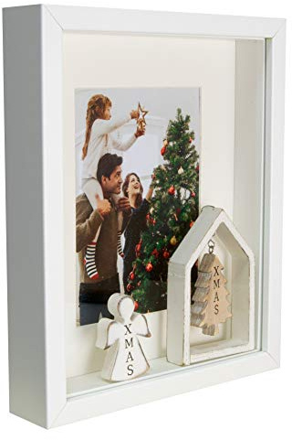 BD ART Box 3D 21x30 cm Objektrahmen Bilderrahmen, Rechteckig Weiß zum befüllen, tiefer für objekte, suvenirs 3 cm, für Wandbehang oder Desktop