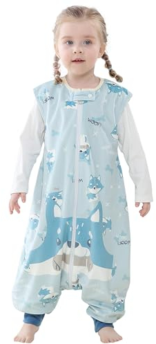 HAHASHOW Bebe gigoteuse avec jambes l'hiver Pyjama gigoteuse a pied Bebe Garcon Vetement Enfant Naissance Cadeau 3-5 ans, Chien