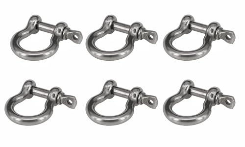 MAMDAFAON 6 x geschmiedete Schäkel aus Edelstahl, 4 mm, für Ketten, Drahtseil, Heben und Landen, Camping, Abschleppgurt