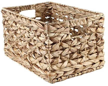 Rechteckiger Wasserhyazinthen-Aufbewahrungskorb, Weidenkörbe zum Organisieren, Hyazinthenkörbe mit Griff, dekorativer Rattankorb für Bad/Schlafzimmer/Regale/Wohnzimmer (Tuba)