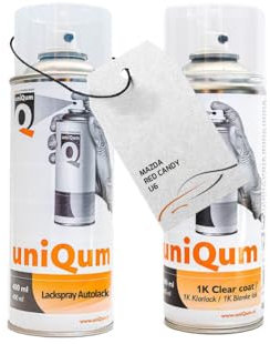 uniQum Spraydose Autolack + Klarlack für MAZDA RED CANDY U6 Autolack Reparatur 2x 400 ml