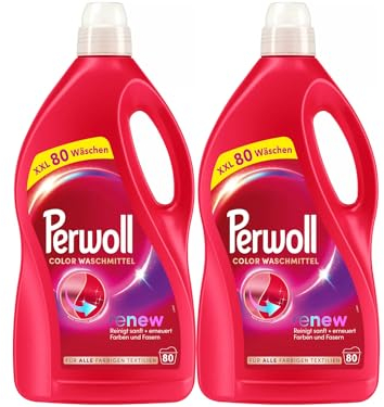 PERWOLL Color Waschmittel 160 (2 x 80 Waschladungen), Feinwaschmittel reinigt sanft und erneuert Farben und Fasern, für alle farbigen Textilien, Color Waschmittel mit Dreifach-Renew-Technologie