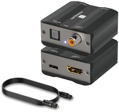 MAXSQUARE Extracteur audio eARC/ARC HDMI vers optique/coaxial, convertisseur audio eARC/ARC, boîtier en aluminium, prend en charge PCM2.0 Dolby5.1 DTS5.1 pour barre de son TV, casque, amplificateur