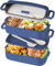 Beeptrum Bento Box Lunch for Adult, Stackable with 2 Compartment, Include Utensil Set, Leak-Proof Container, Safe Microwave and Dishwasher, BPA-Free 1600ML Deep Blue
