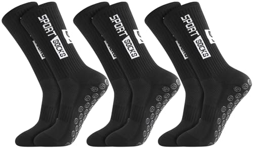 Utensilsto 3 Paare Fußball Socken, 39-46 Fußballsocken Anti Rutsch Grip Fussball Socken Rutschfeste Sportsocken für Herren Männer Damen Fussball Basketball Laufen