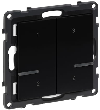 LEGRAND, SEANO with Netatmo Szenarientaster 4-fach, Abrufen von 4 individuellen Szenarien, HOME + CONTROL App, 3 V-Knopfzellen enthalten (8 Jahre Lebensdauer), Smart Home, Farbe: Schwarz, 765835